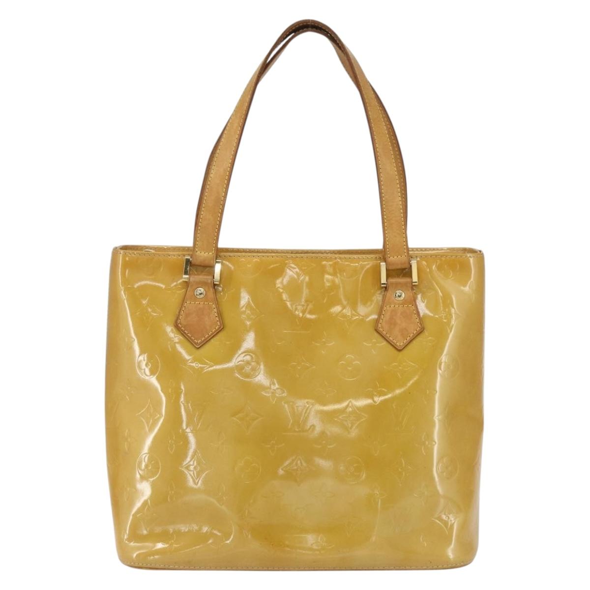 LOUIS VUITTON Monogram Vernis Houston Hand Bag Beige M91004 LV Auth bs31286