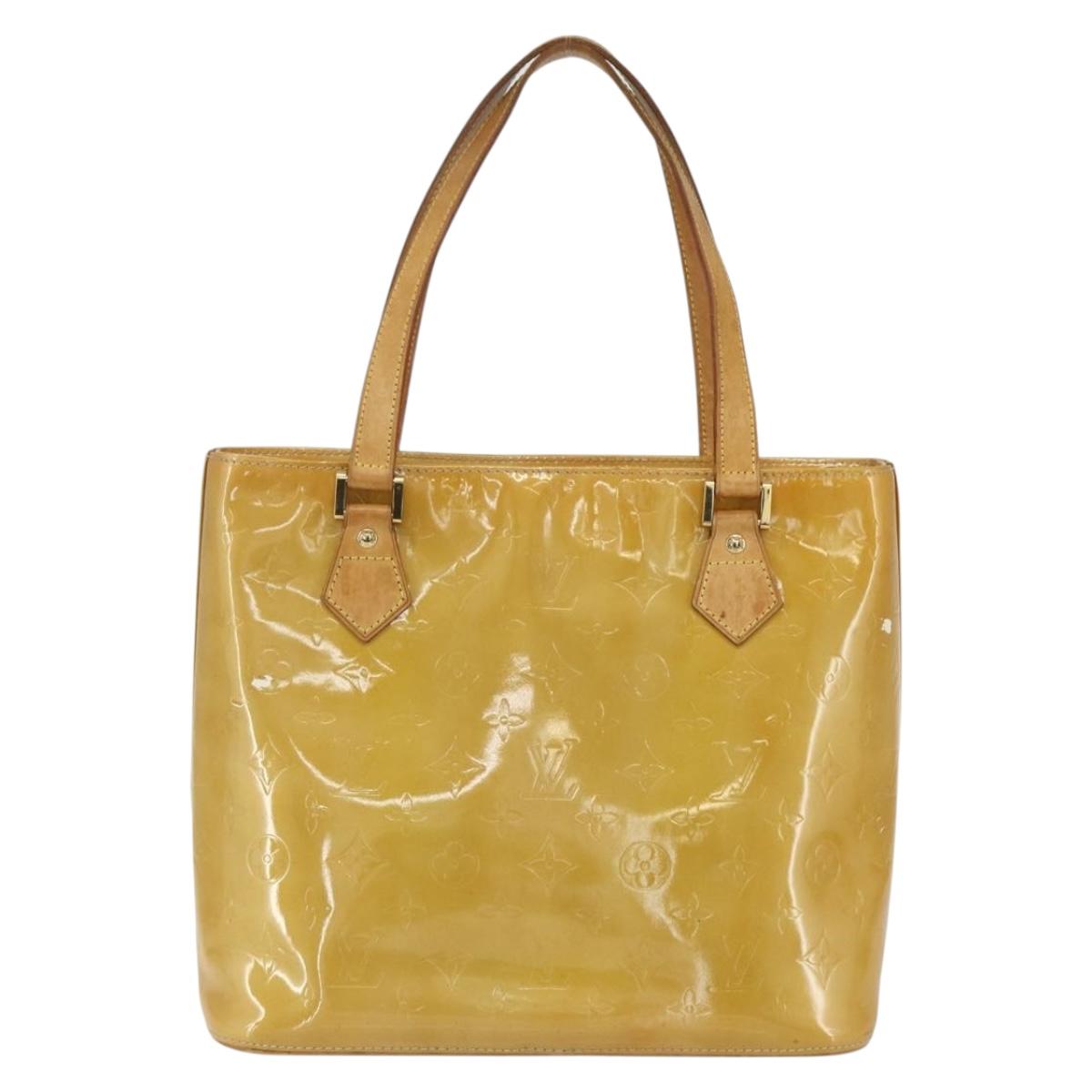 LOUIS VUITTON Monogram Vernis Houston Hand Bag Beige M91004 LV Auth bs31286