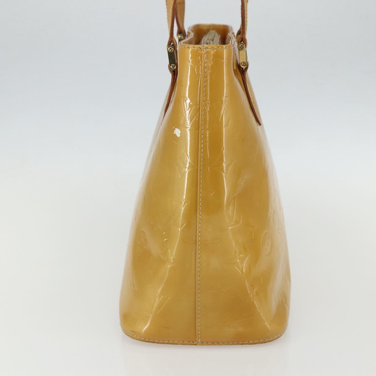 LOUIS VUITTON Monogram Vernis Houston Hand Bag Beige M91004 LV Auth bs31286