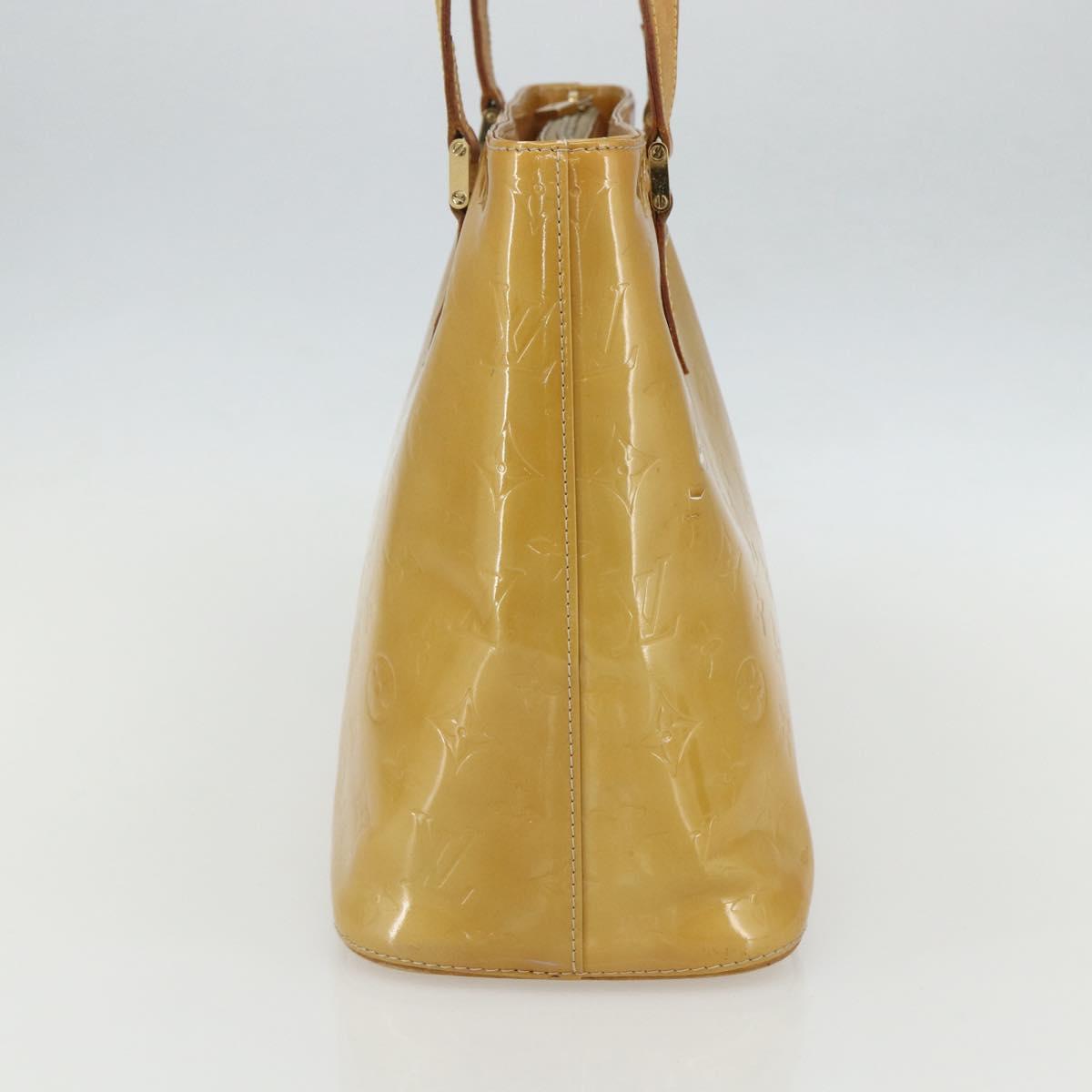 LOUIS VUITTON Monogram Vernis Houston Hand Bag Beige M91004 LV Auth bs31286