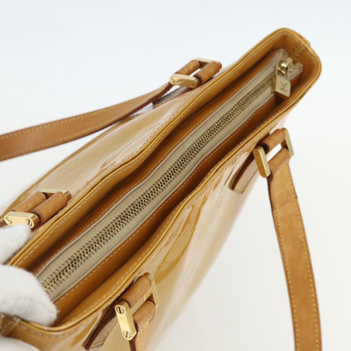 LOUIS VUITTON Monogram Vernis Houston Hand Bag Beige M91004 LV Auth bs31286
