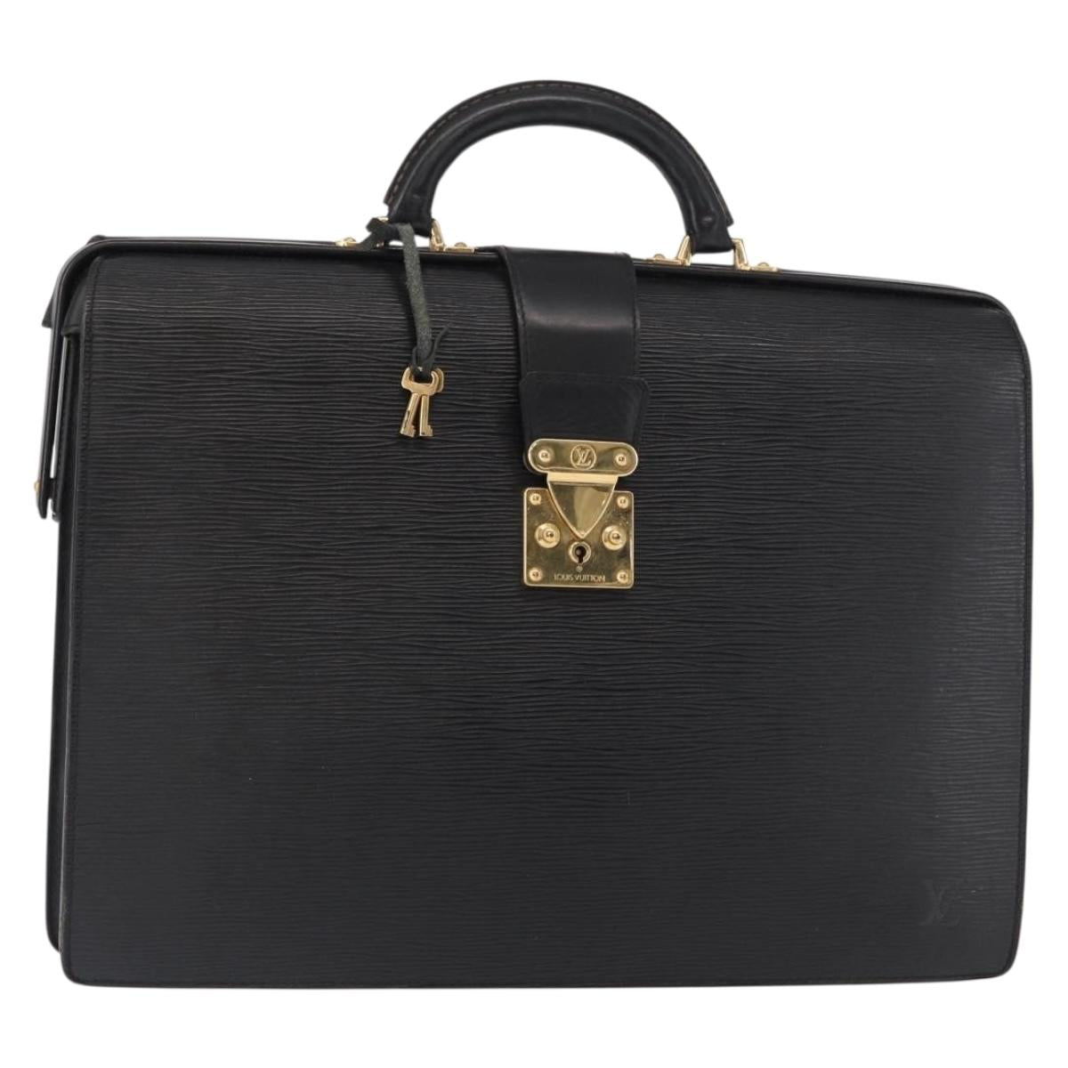LOUIS VUITTON Epi Serviette Fermoir Business Bag Black M54352 LV Auth bs31310
