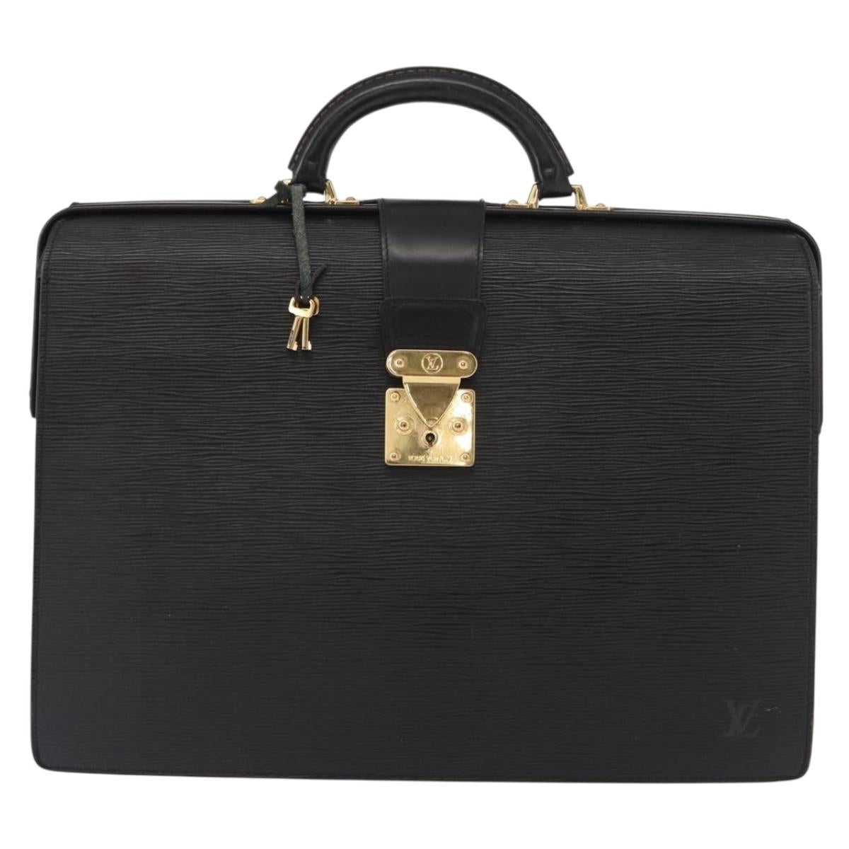 LOUIS VUITTON Epi Serviette Fermoir Business Bag Black M54352 LV Auth bs31310
