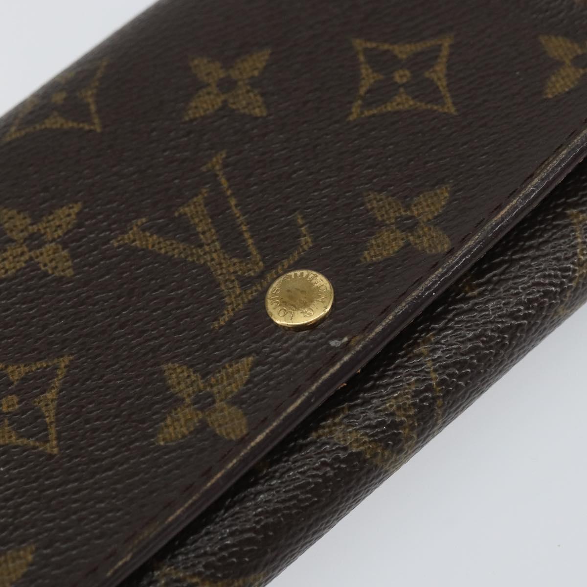 LOUIS VUITTON Monogram Porte Monnaie Billets Tresor Wallet M61730 Auth bs31323