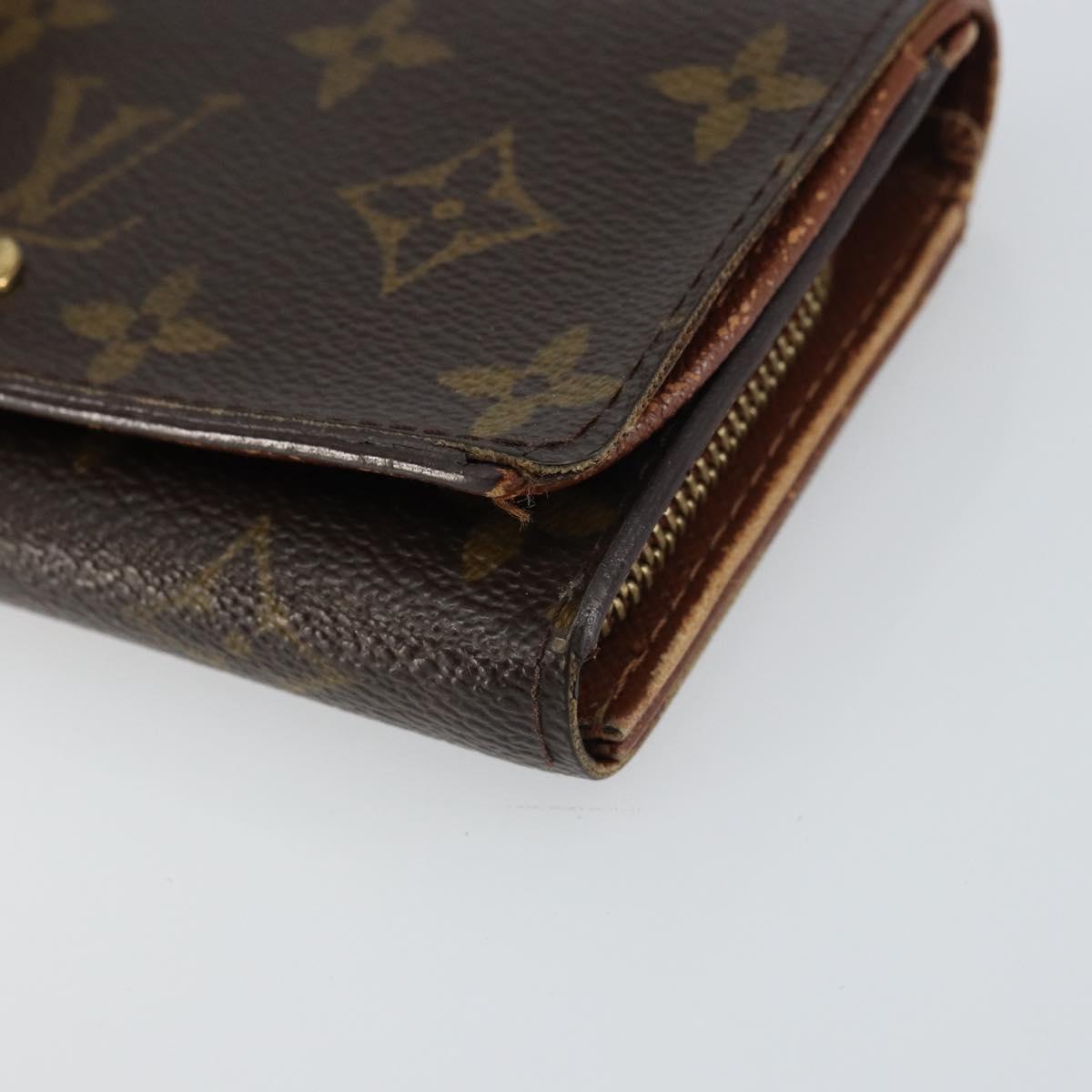 LOUIS VUITTON Monogram Porte Monnaie Billets Tresor Wallet M61730 Auth bs31323