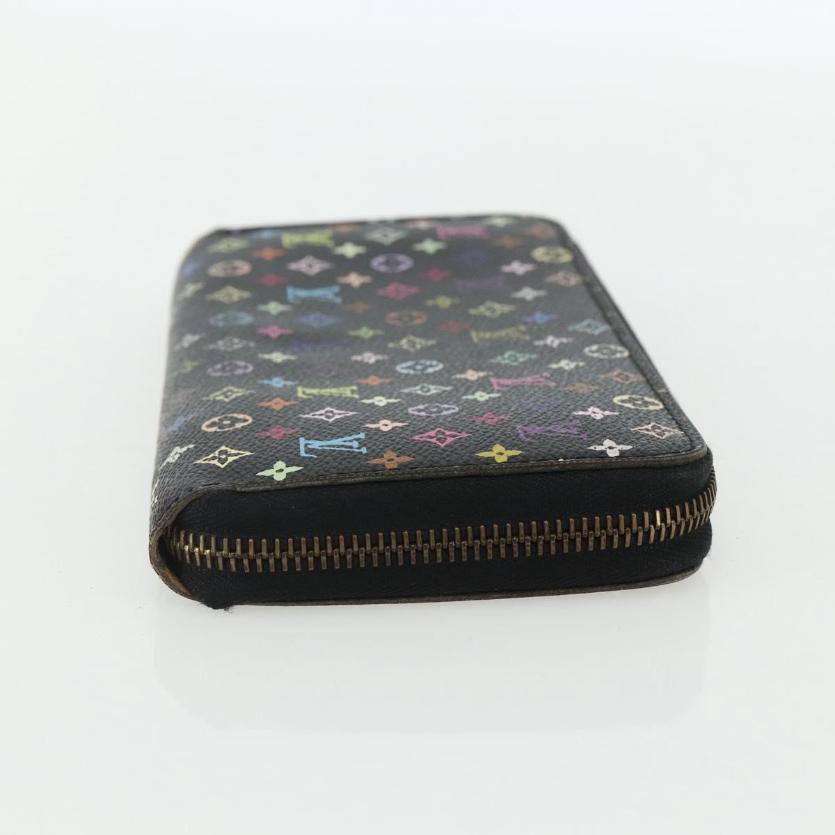 LOUIS VUITTON Monogram Multicolor Zippy Wallet Wallet Black M60243 Auth bs31331