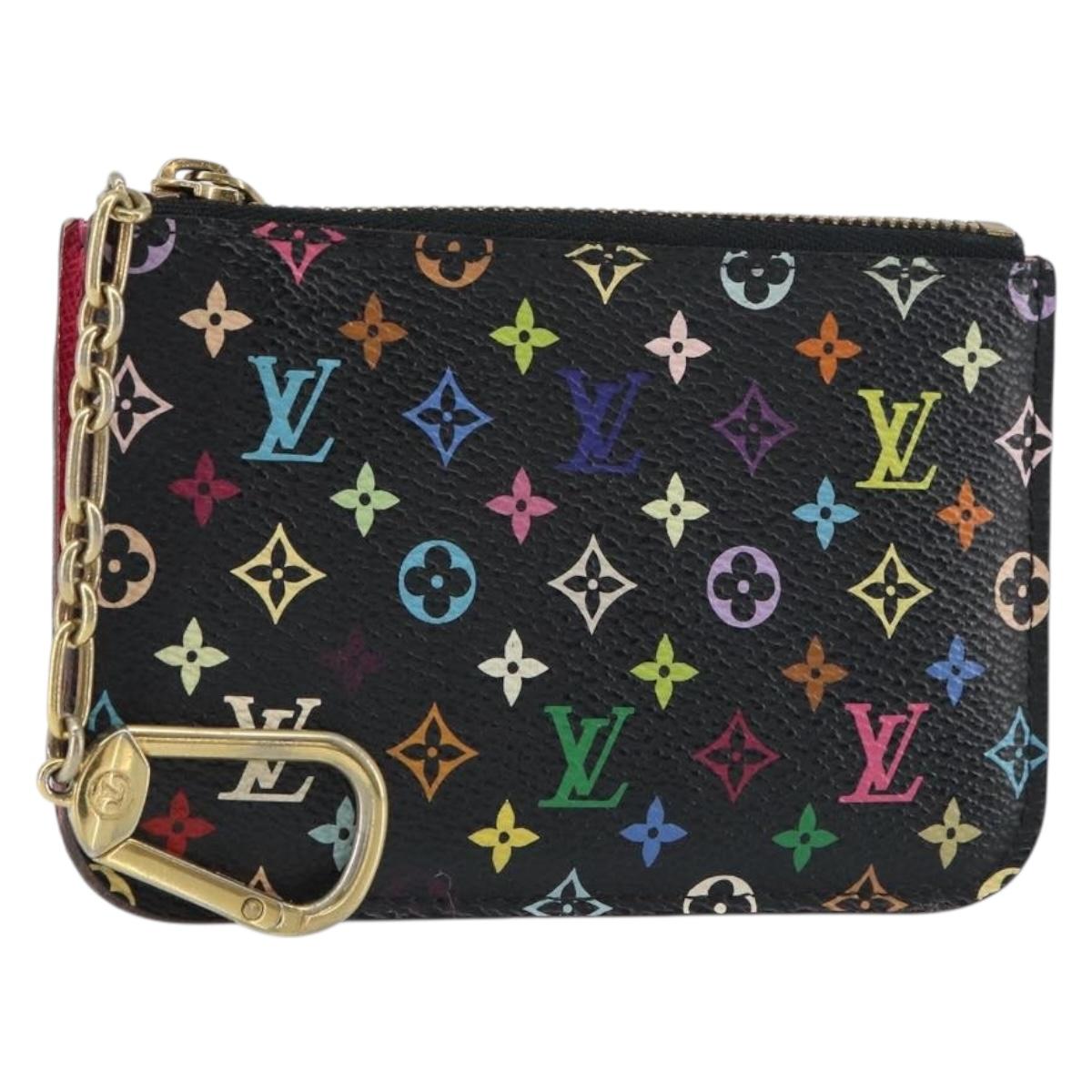 LOUIS VUITTON Multicolor Pochette Cles NM Coin Purse Black M60279 Auth bs31332V
