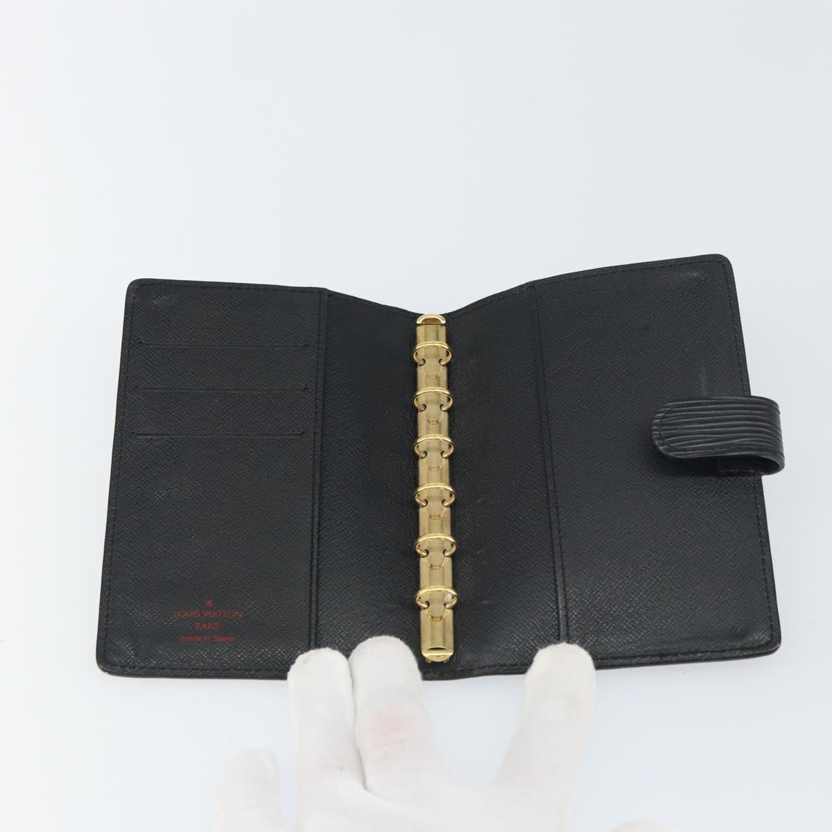LOUIS VUITTON Epi Agenda PM Day Planner Cover Black R20052 LV Auth bs31334