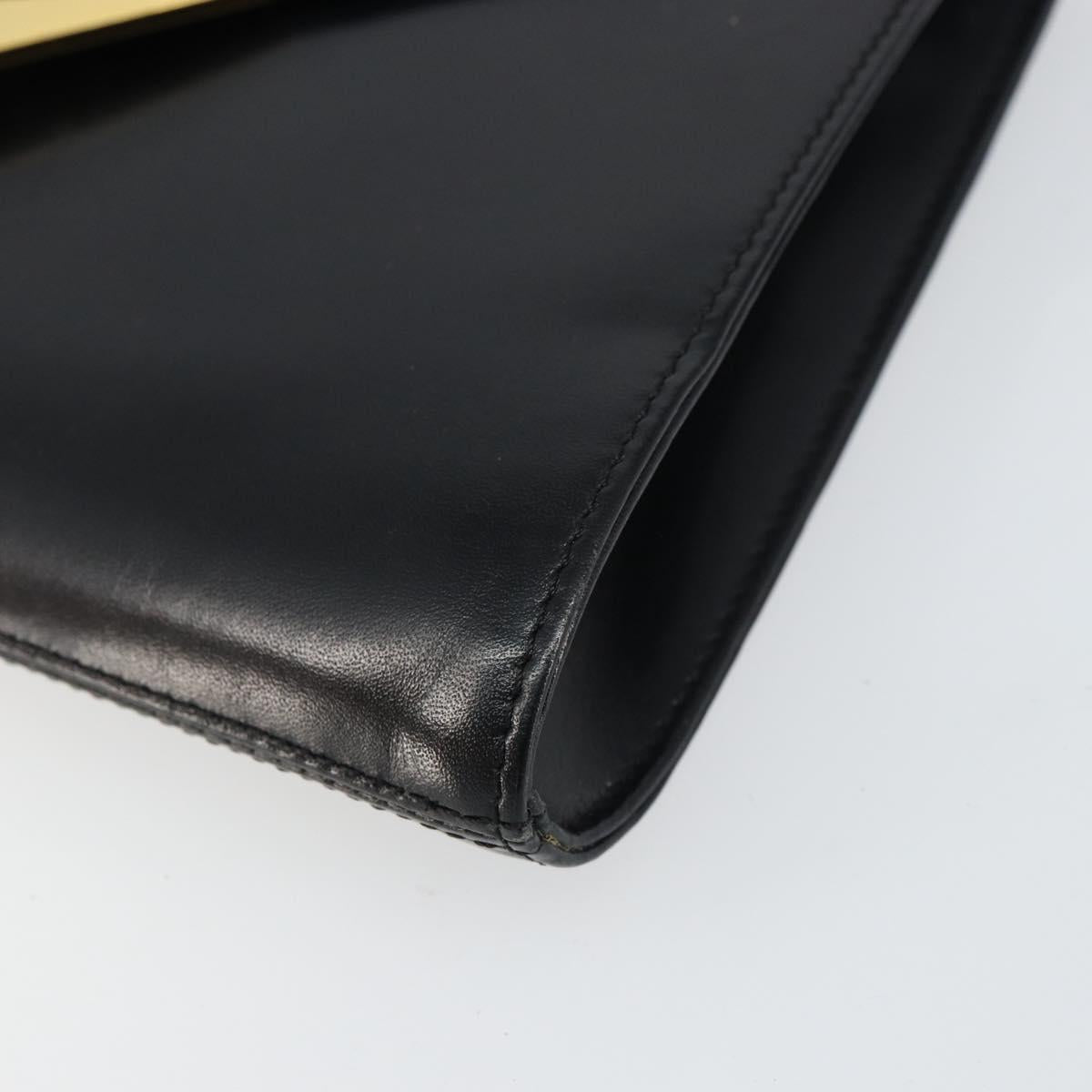 GIVENCHY Shoulder Bag Leather Black Gold Auth bs31346