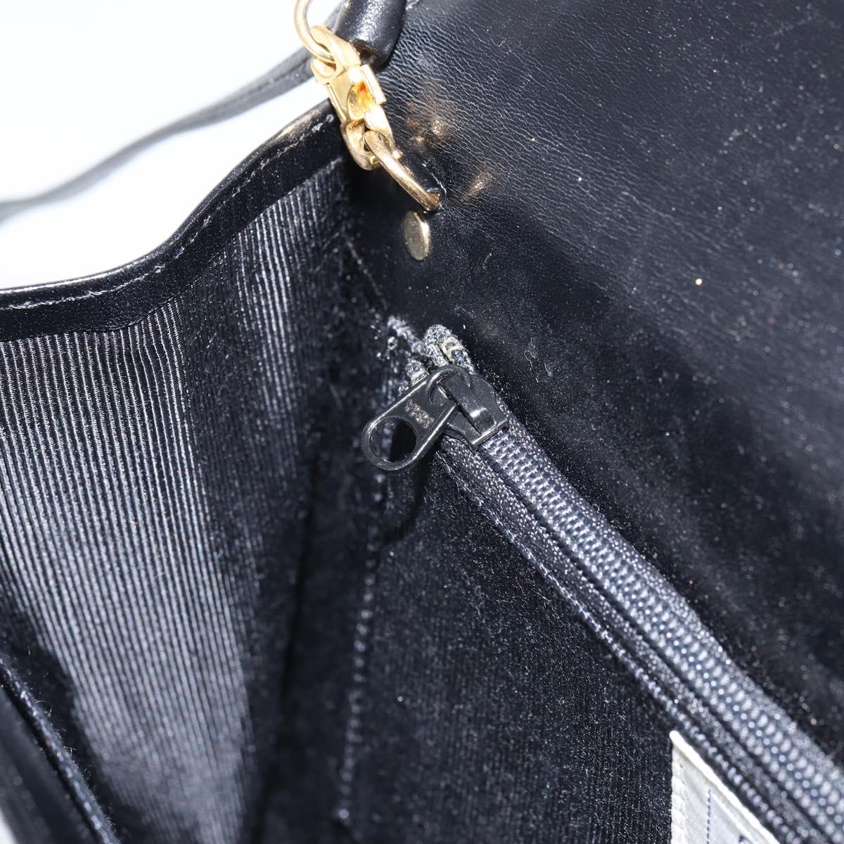 GIVENCHY Shoulder Bag Leather Black Gold Auth bs31346