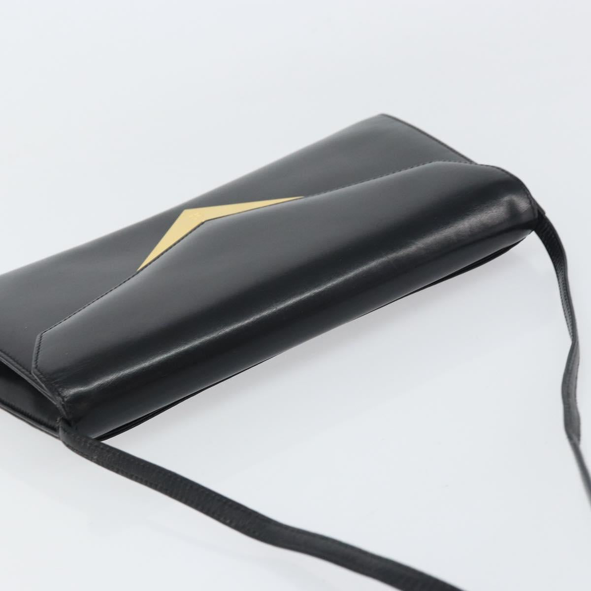 GIVENCHY Shoulder Bag Leather Black Gold Auth bs31346