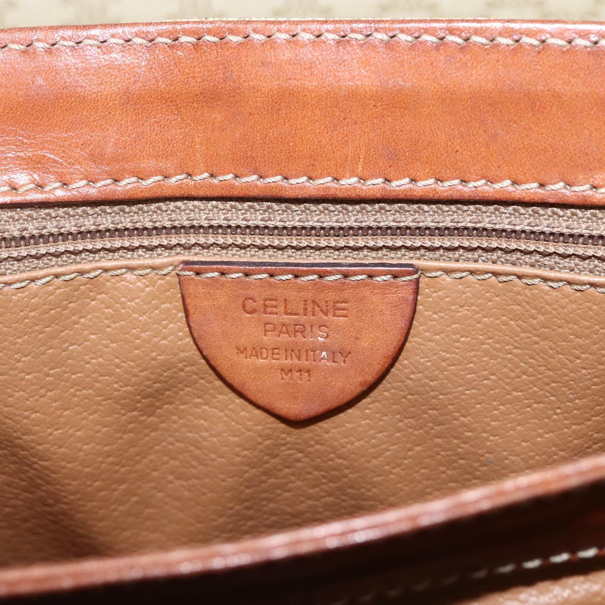 CELINE Macadam Canvas Hand Bag PVC Beige Gold Auth bs31347