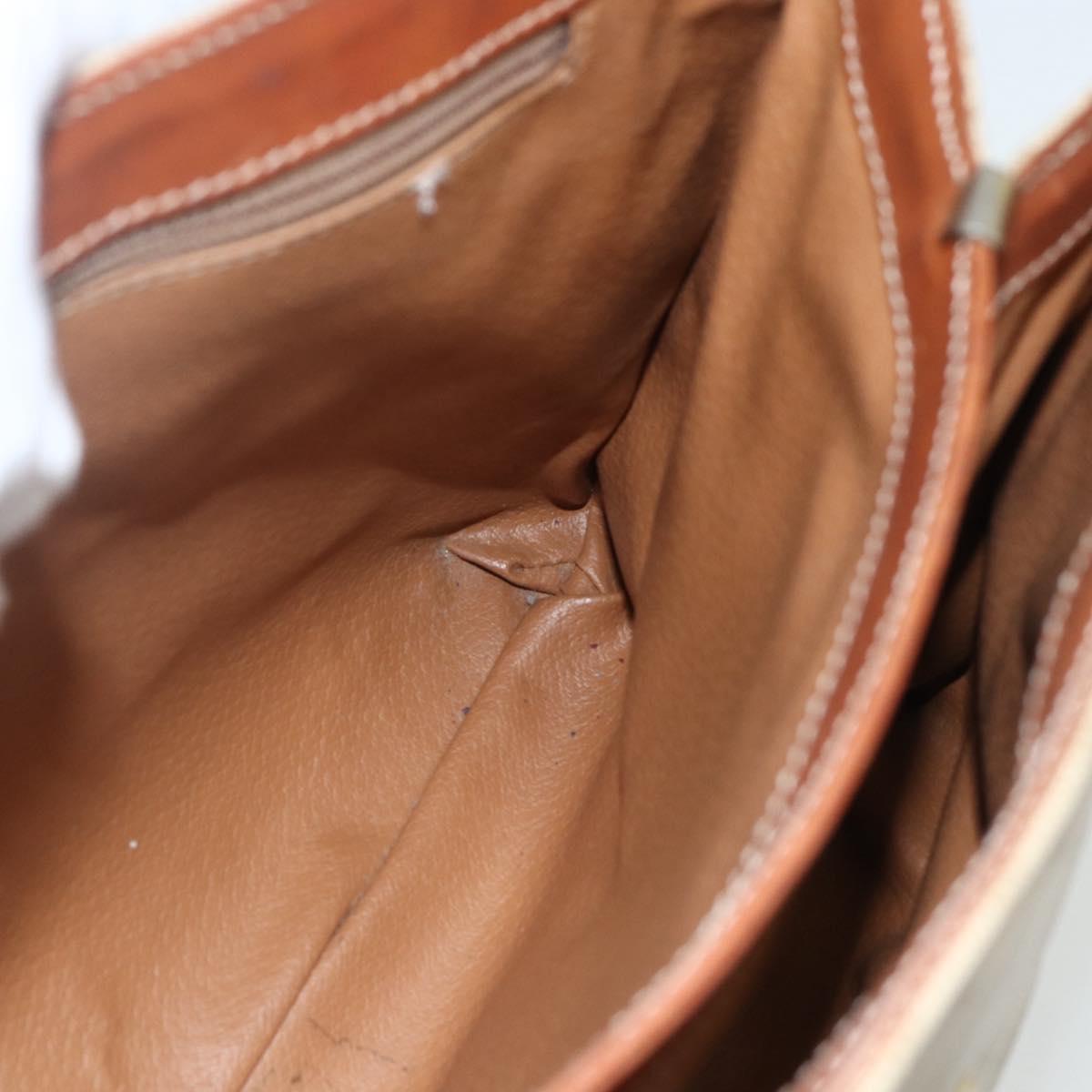 CELINE Macadam Canvas Hand Bag PVC Beige Gold Auth bs31347