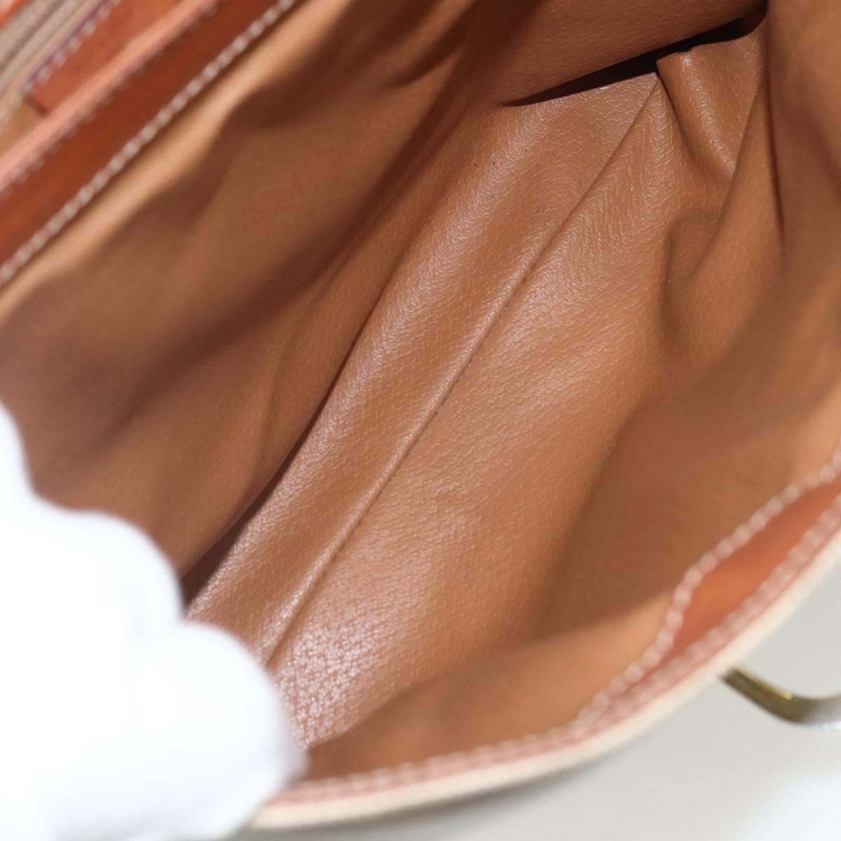 CELINE Macadam Canvas Hand Bag PVC Beige Gold Auth bs31347