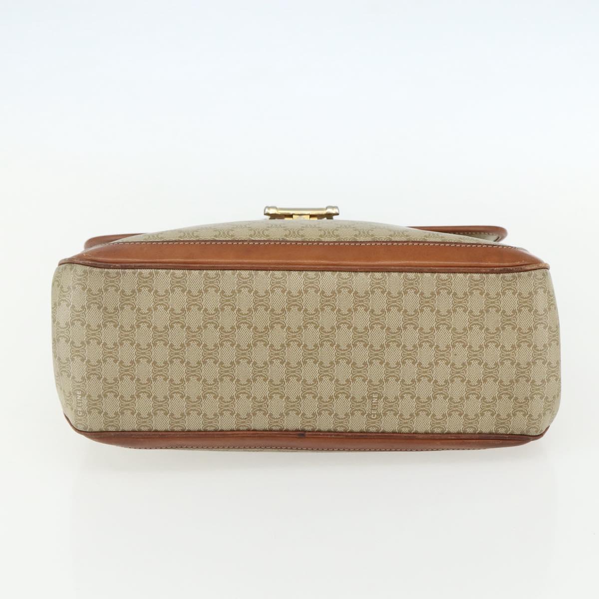 CELINE Macadam Canvas Hand Bag PVC Beige Gold Auth bs31347