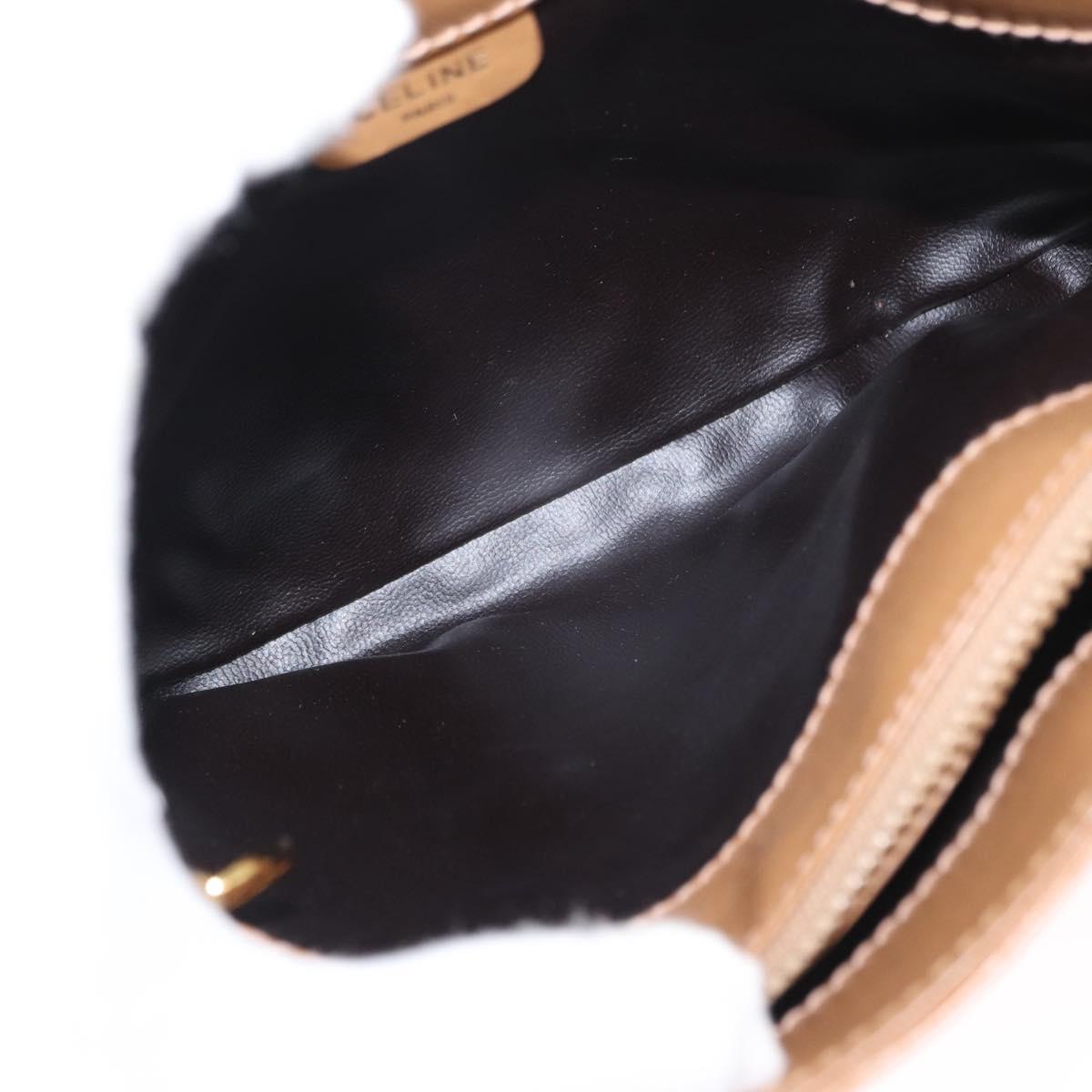 CELINE Macadam Canvas Shoulder Bag PVC Beige Gold Auth bs31348