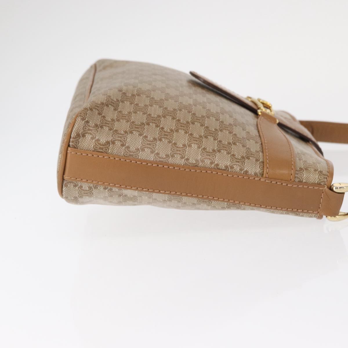 CELINE Macadam Canvas Shoulder Bag PVC Beige Gold Auth bs31348