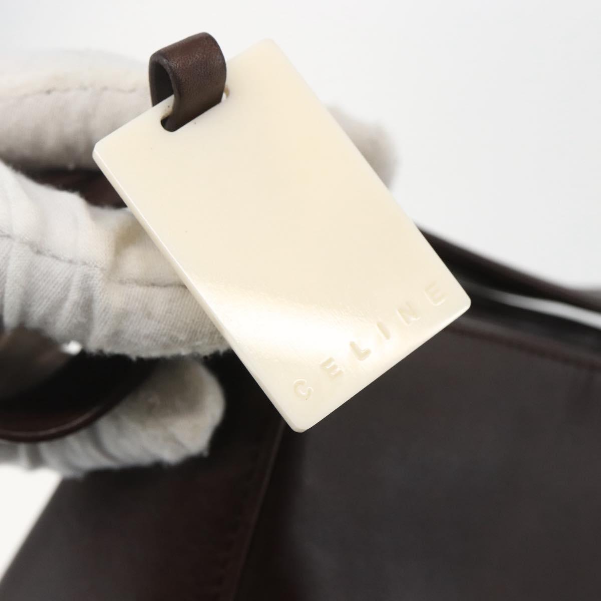 CELINE Shoulder Bag Leather Brown Gold Auth bs31349