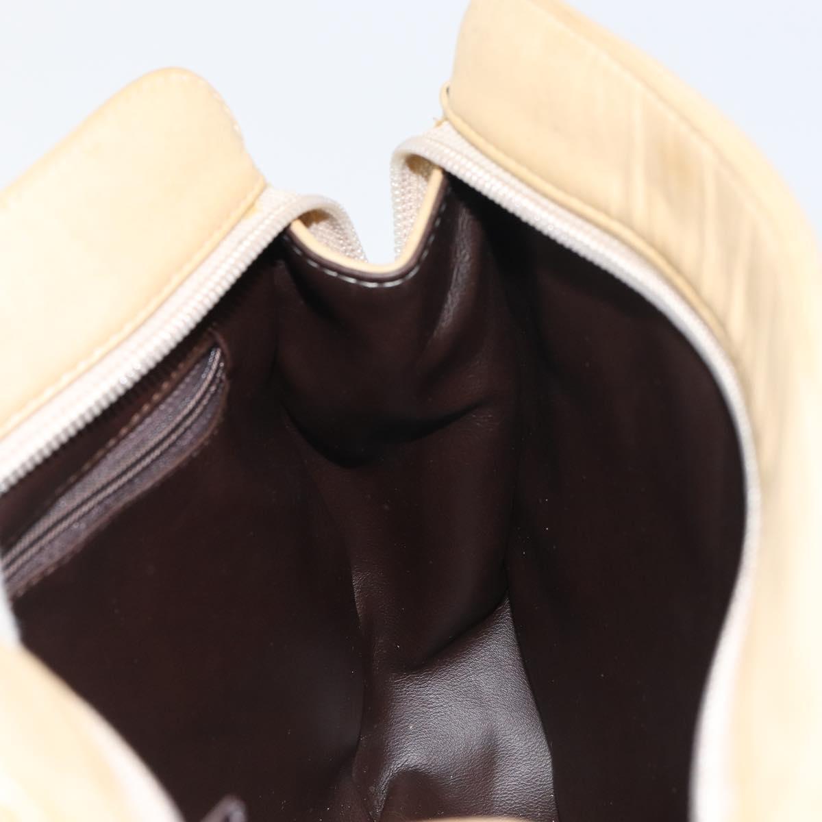 BALLY Chain Shoulder Bag Leather Beige Gold Auth bs31350