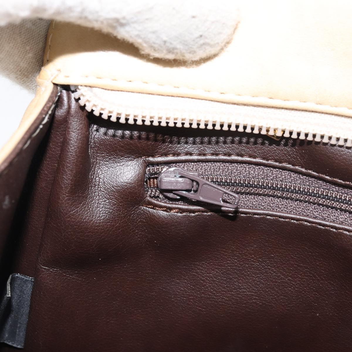 BALLY Chain Shoulder Bag Leather Beige Gold Auth bs31350