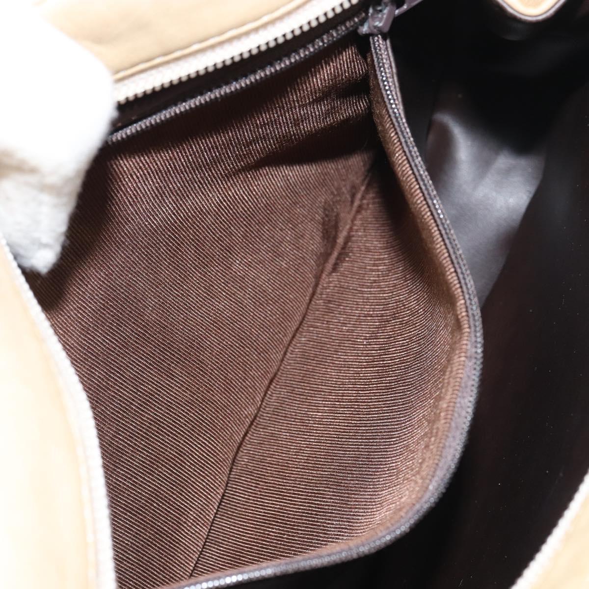 BALLY Chain Shoulder Bag Leather Beige Gold Auth bs31350