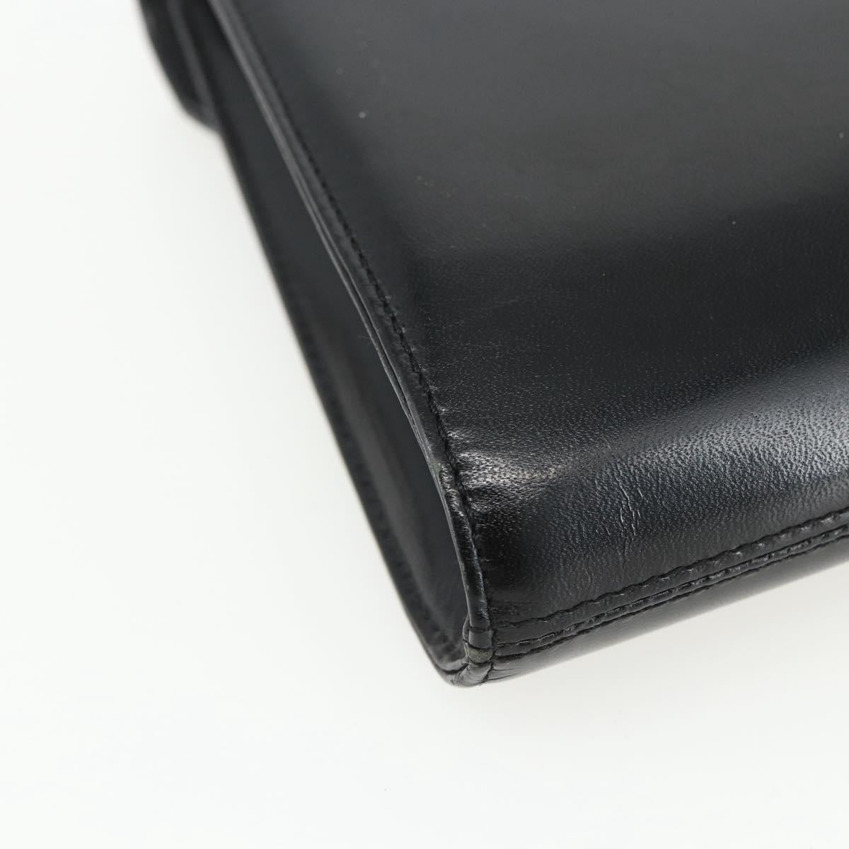 GIVENCHY Shoulder Bag Leather Black Gold Auth bs31351