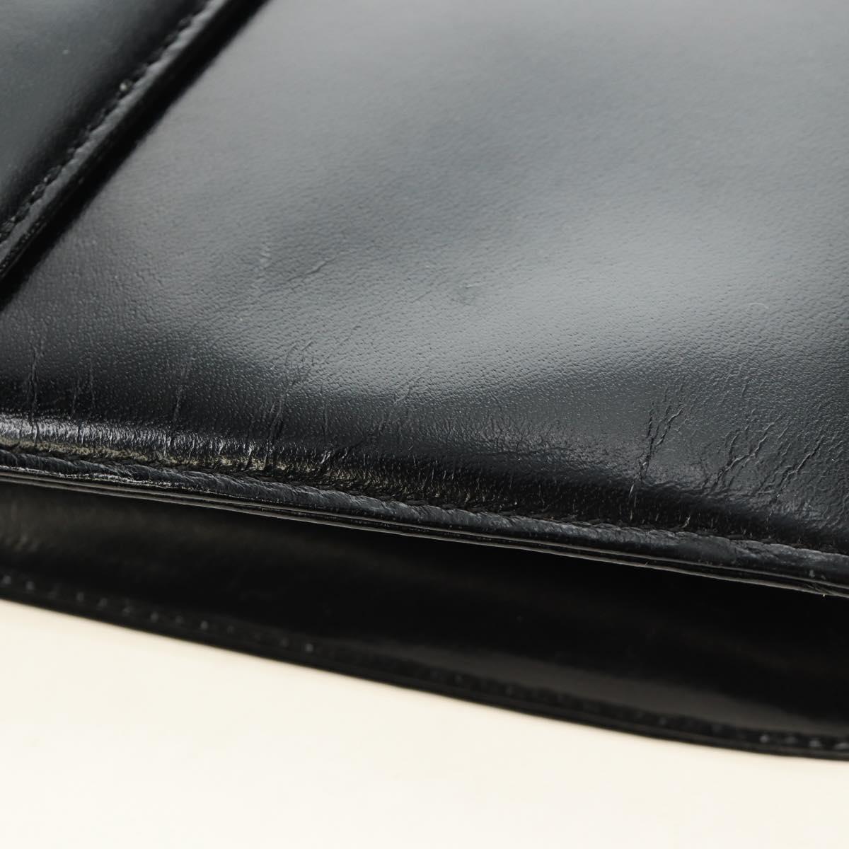 GIVENCHY Shoulder Bag Leather Black Gold Auth bs31351