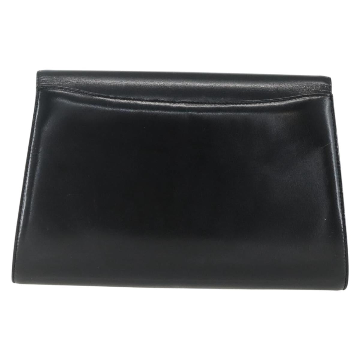 GIVENCHY Shoulder Bag Leather Black Gold Auth bs31351