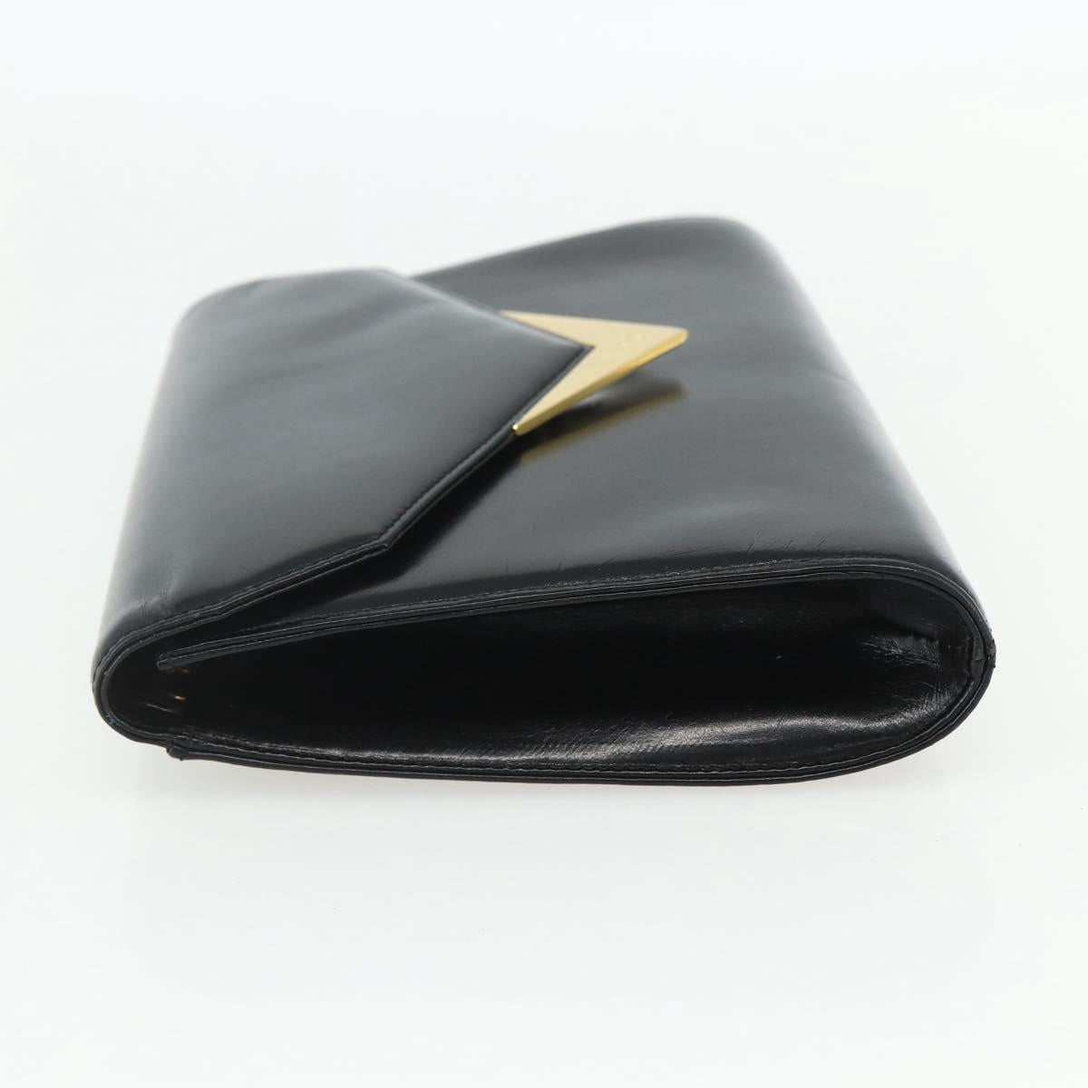 GIVENCHY Shoulder Bag Leather Black Gold Auth bs31351