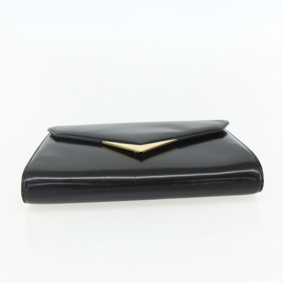 GIVENCHY Shoulder Bag Leather Black Gold Auth bs31351