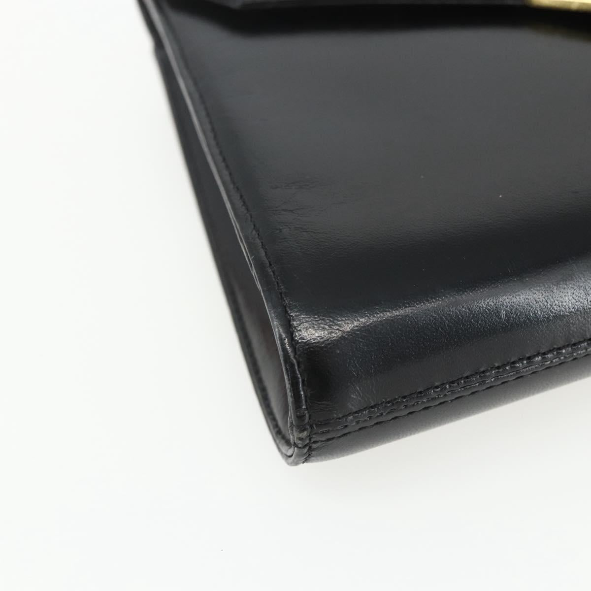 GIVENCHY Shoulder Bag Leather Black Gold Auth bs31351