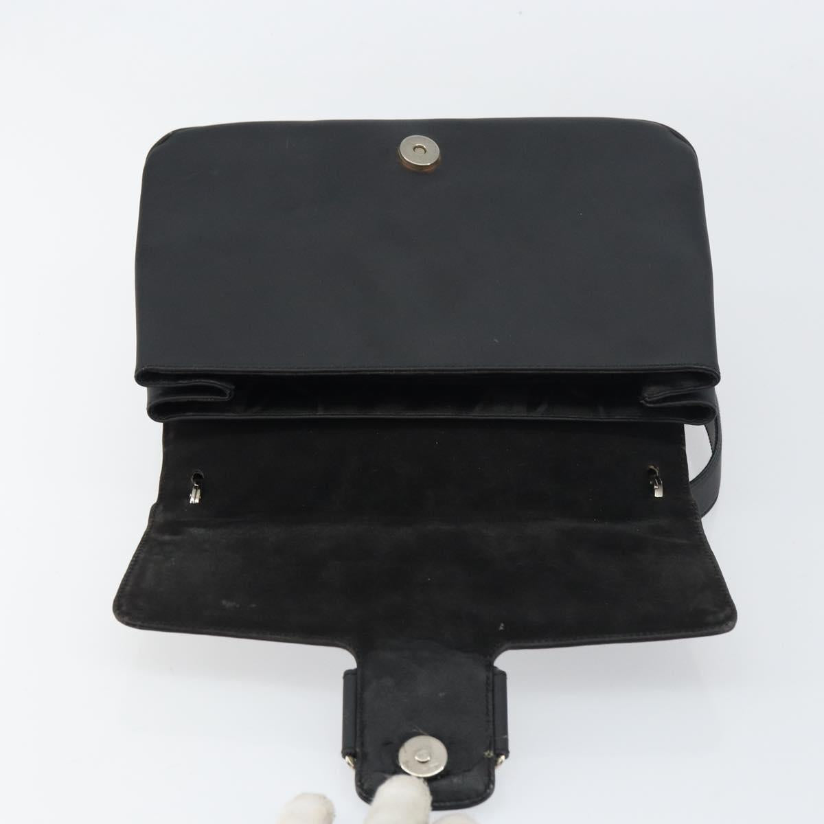 Salvatore Ferragamo Vala Shoulder Bag Patent leather Black Silver Auth bs31352