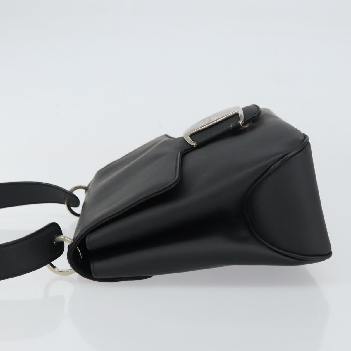 Salvatore Ferragamo Vala Shoulder Bag Patent leather Black Silver Auth bs31352