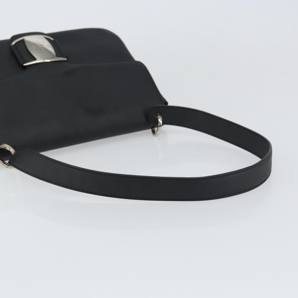 Salvatore Ferragamo Vala Shoulder Bag Patent leather Black Silver Auth bs31352