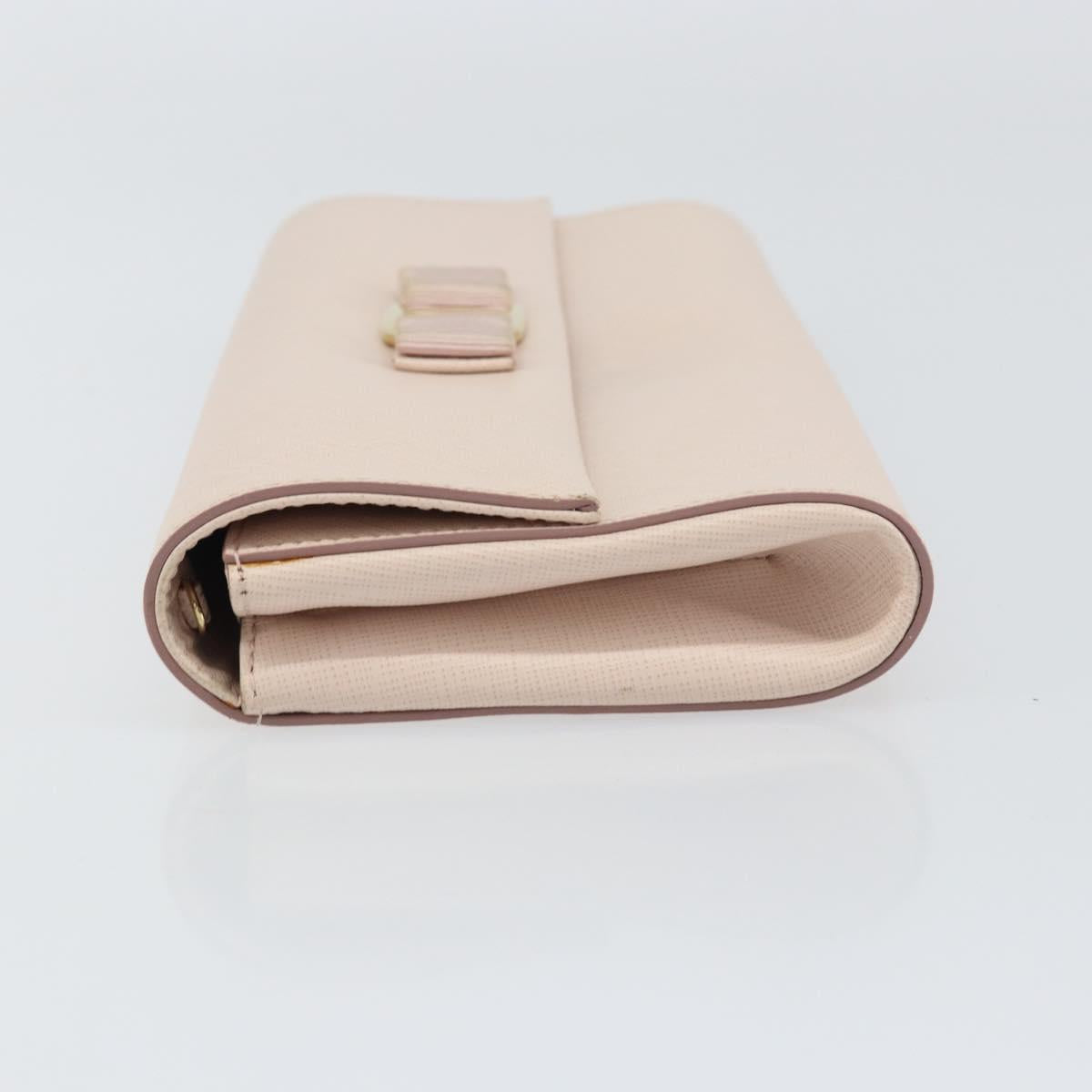 Salvatore Ferragamo Vala Shoulder Bag Leather Pink Gold Auth bs31353