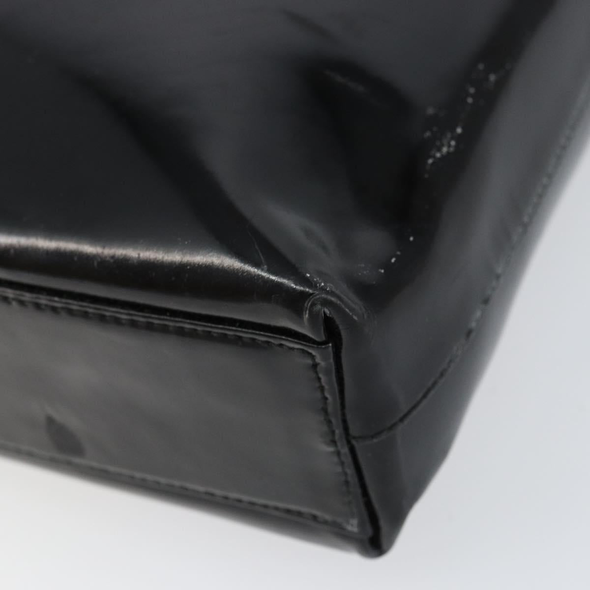 Salvatore Ferragamo Vala Shoulder Bag Enamel Black Silver Auth bs31356