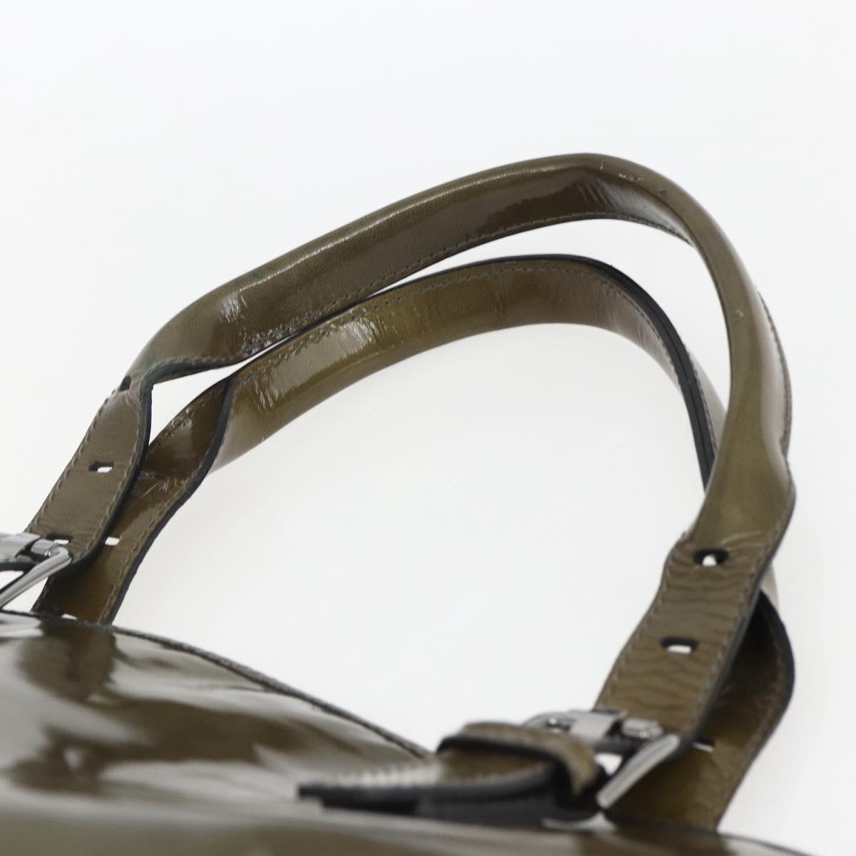 Salvatore Ferragamo Tote Bag Enamel Green Silver Auth bs31357