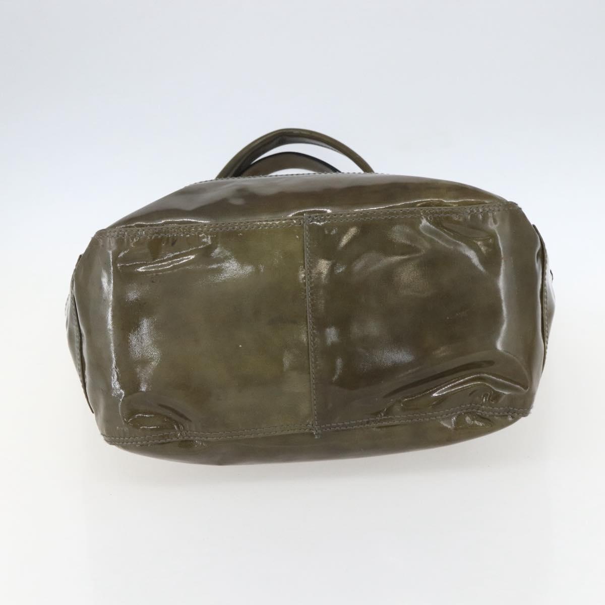 Salvatore Ferragamo Tote Bag Enamel Green Silver Auth bs31357