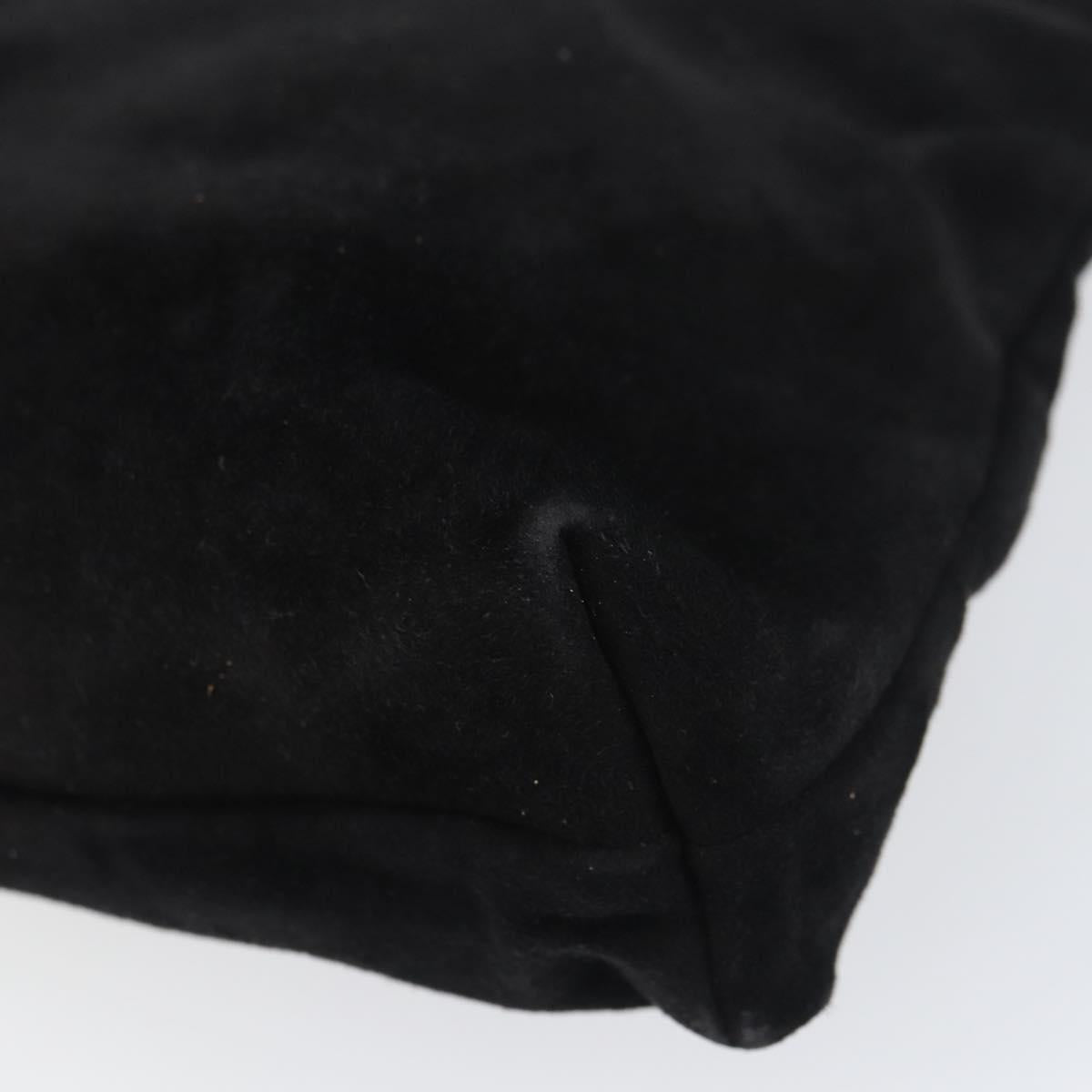 Salvatore Ferragamo Vala Shoulder Bag Suede Black Gold Auth bs31358