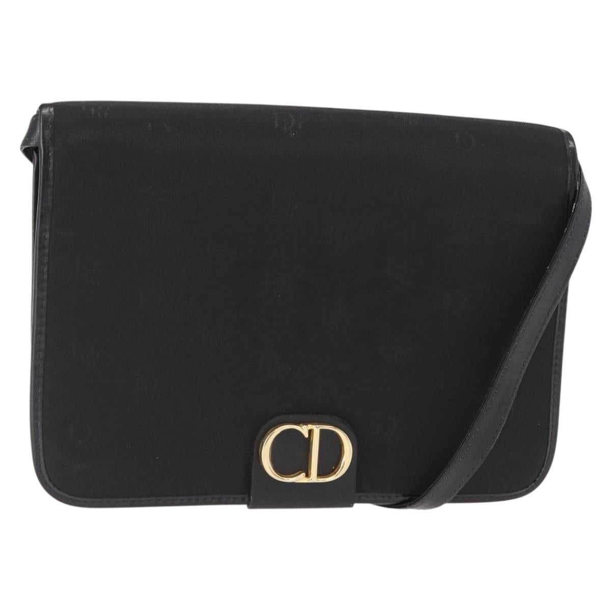 Christian Dior Shoulder Bag Nylon Black gold Auth bs31359
