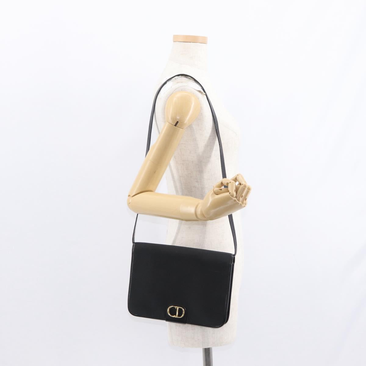 Christian Dior Shoulder Bag Nylon Black gold Auth bs31359
