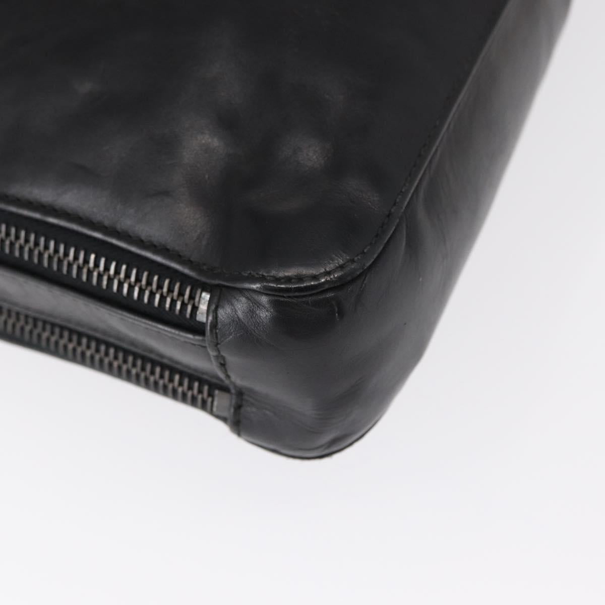 BOTTEGA VENETA INTRECCIATO Clutch Bag Leather Black Auth bs31360