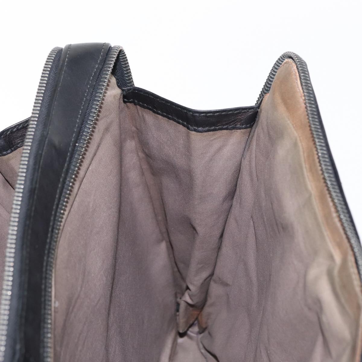 BOTTEGA VENETA INTRECCIATO Clutch Bag Leather Black Auth bs31360