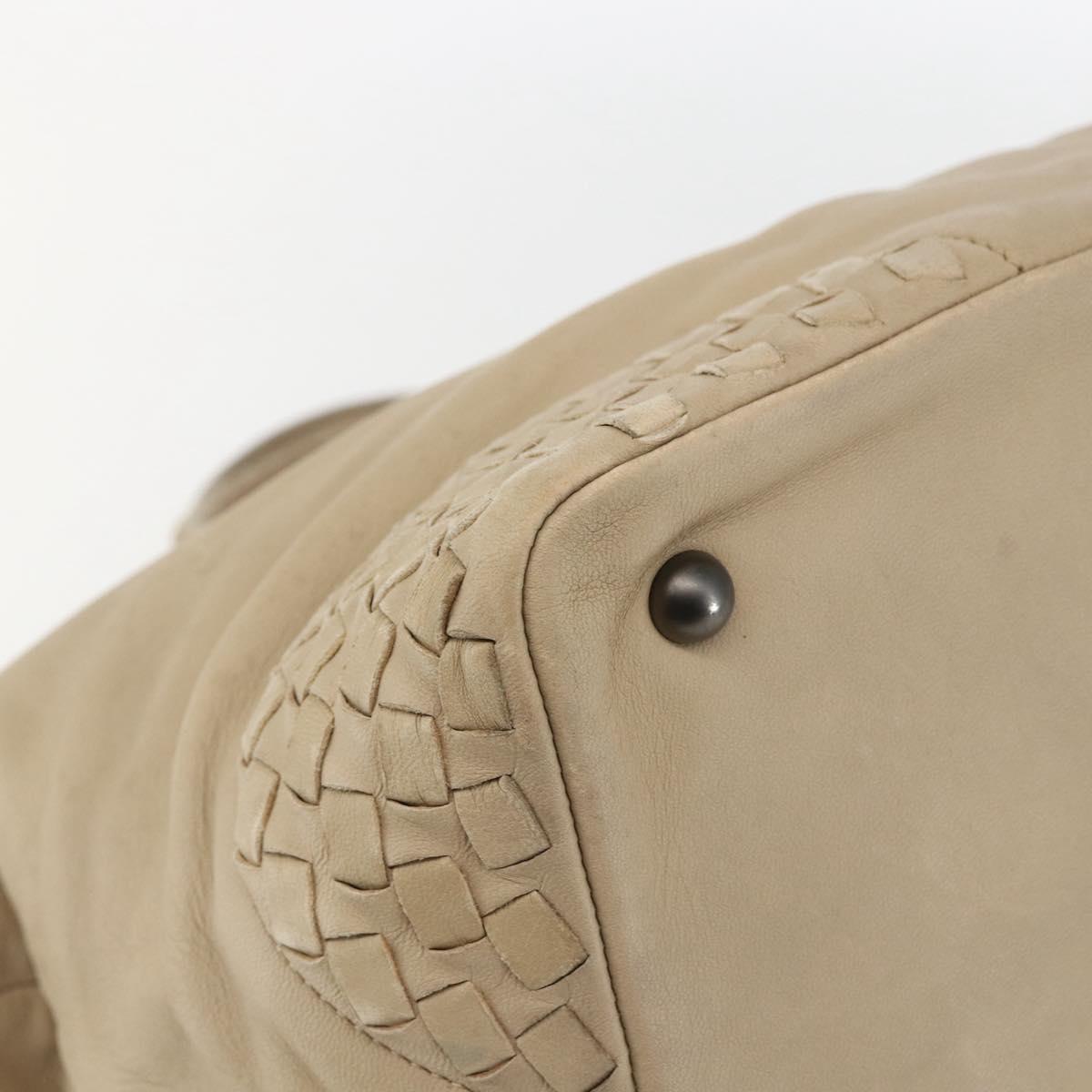 BOTTEGA VENETA INTRECCIATO Hand Bag Leather Beige Auth bs31361