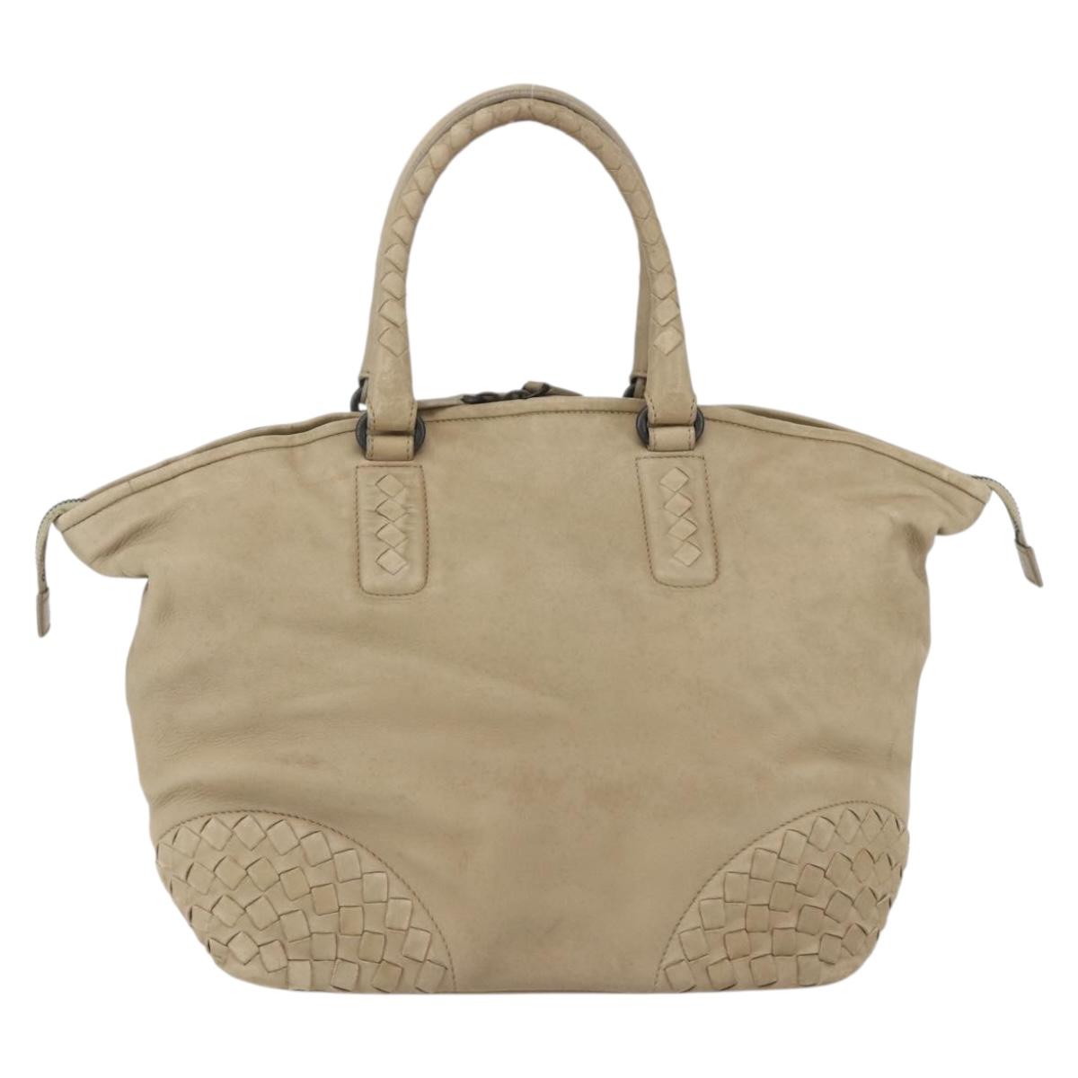 BOTTEGA VENETA INTRECCIATO Hand Bag Leather Beige Auth bs31361