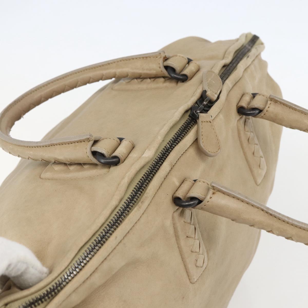 BOTTEGA VENETA INTRECCIATO Hand Bag Leather Beige Auth bs31361