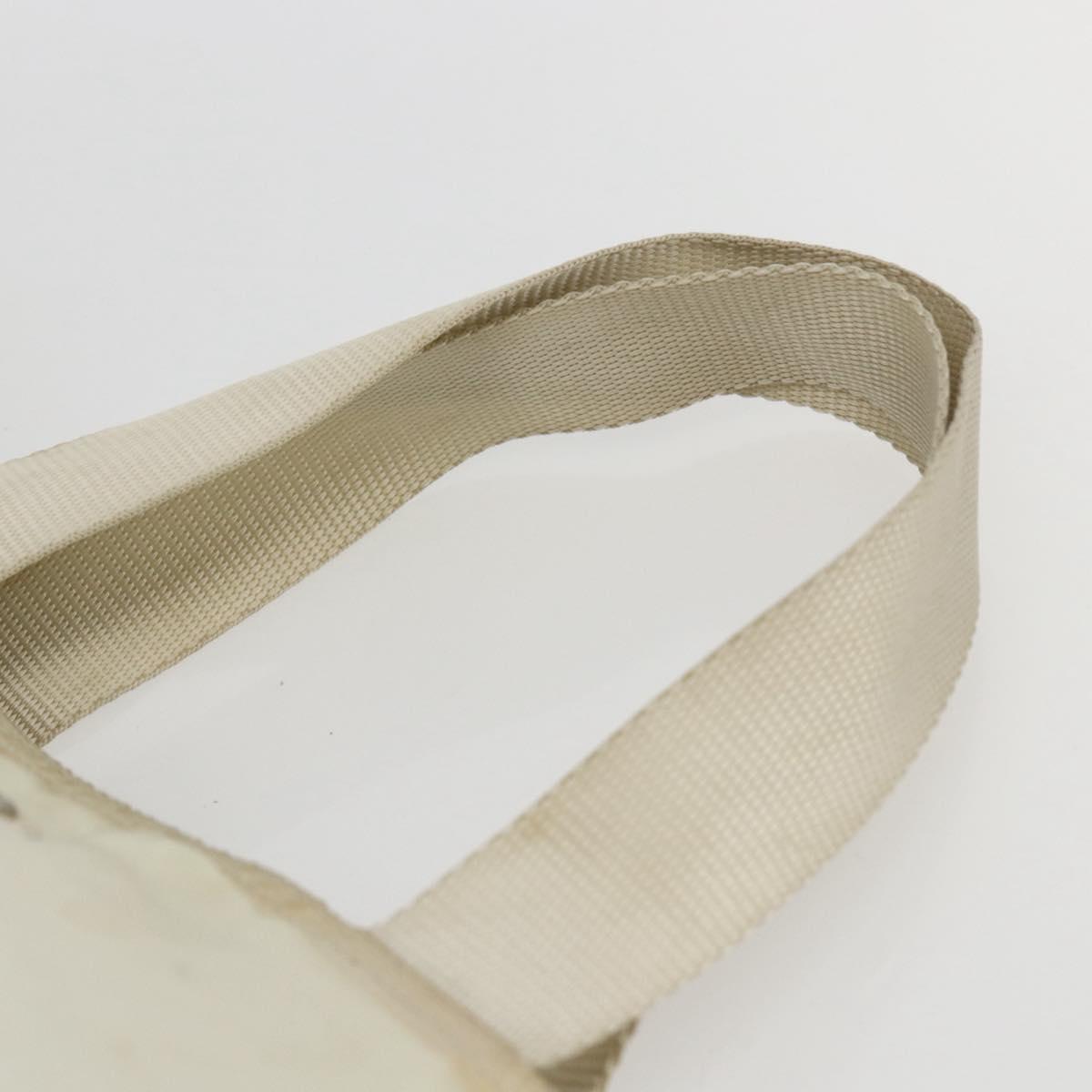 PRADA Tote Bag Nylon Beige Silver Auth bs31362