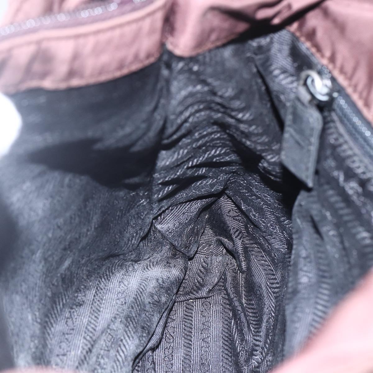 PRADA Hand Bag Nylon Brown Silver Auth bs31363