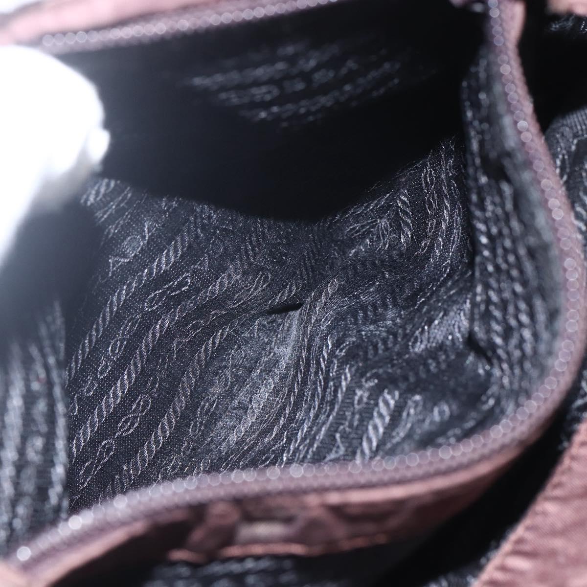 PRADA Hand Bag Nylon Brown Silver Auth bs31363