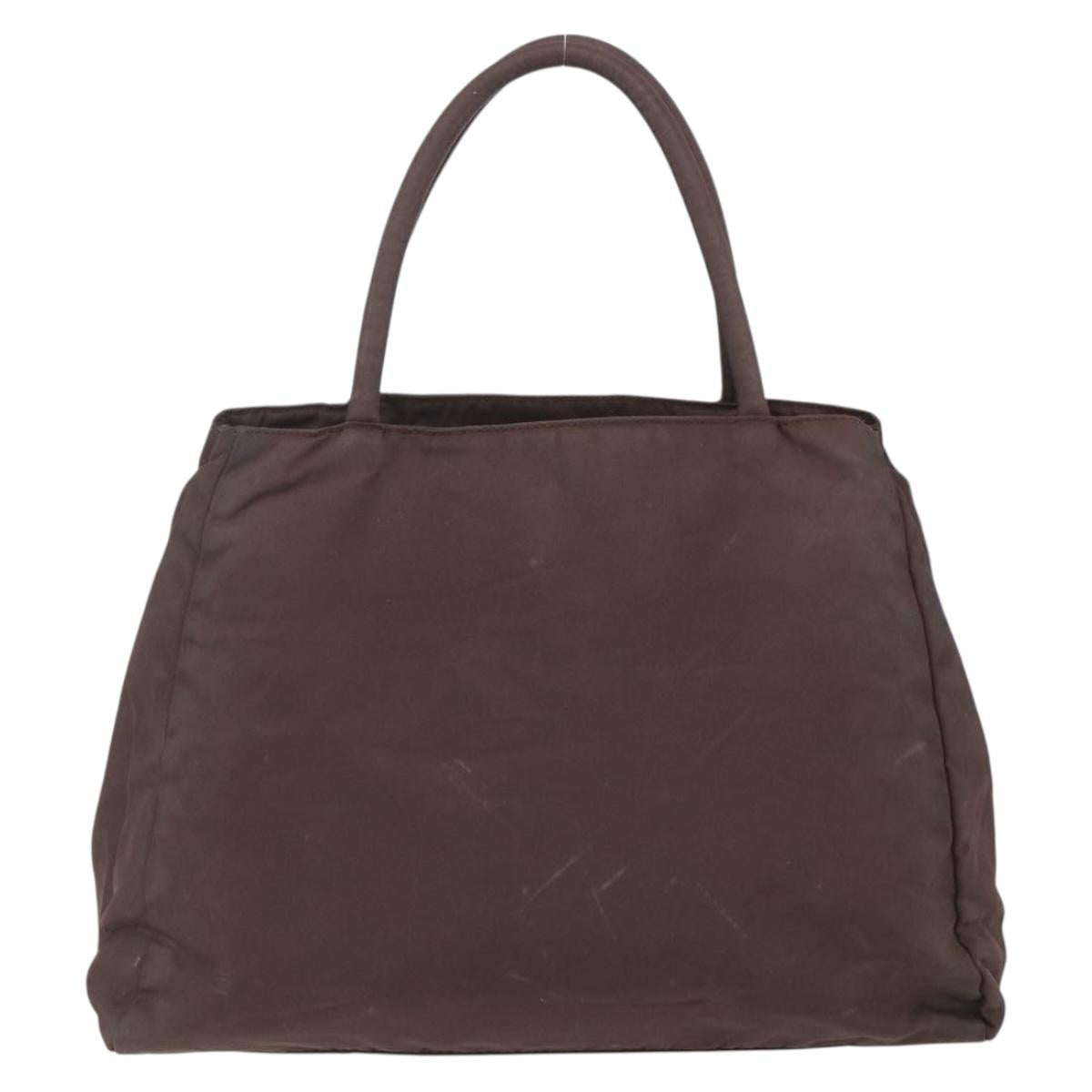 PRADA Hand Bag Nylon Brown Silver Auth bs31363